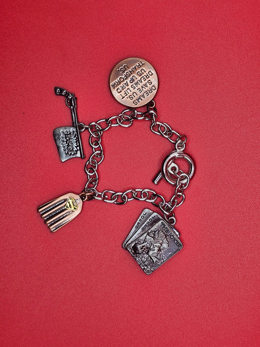 DC themed metal bracelet 4 piece charm